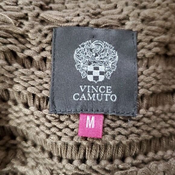 Vince Camuto Blouson Sweater Dress M Cable Knit Tan Brown Mini Sleeveless - Picture 3 of 6